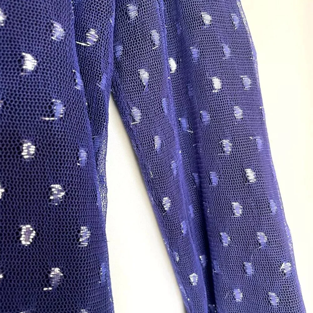 Marc Jacobs Blue and Metallic‎ Silver Ruffle Trim Cardigan Twee Girl Size M